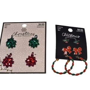 Christmas Bow Earrings Set